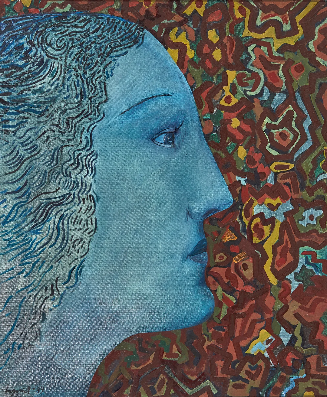 Kuiters, Ingerid — "Mystical Woman" 1984 — Kunst/Maleri — Blomqvist