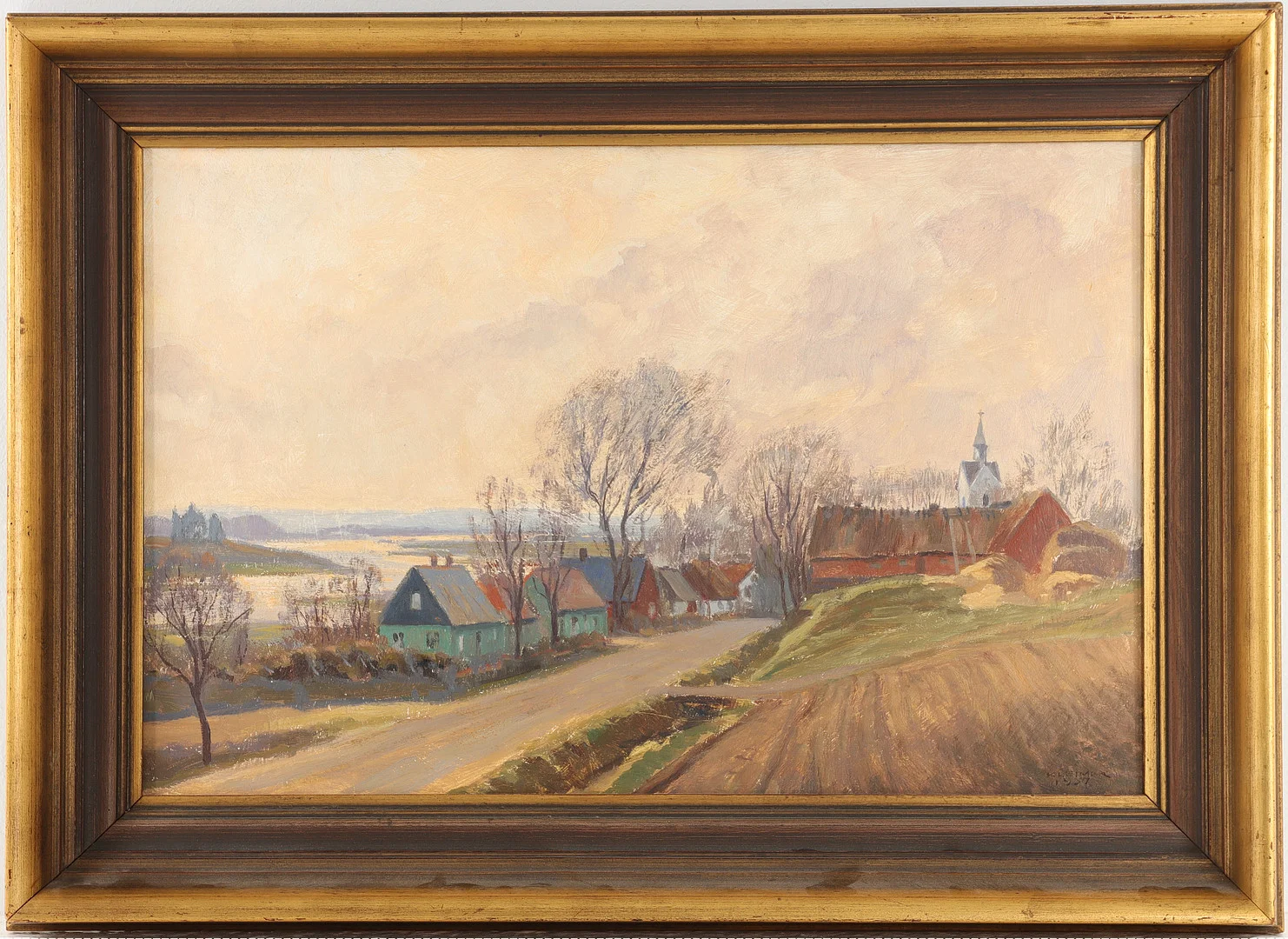 AXEL KLEIMER. 1881-1945. Olja på pannå, Skånsk landsbygd, signerad, 1937. — Paintings — Auktionsverket Engelholm