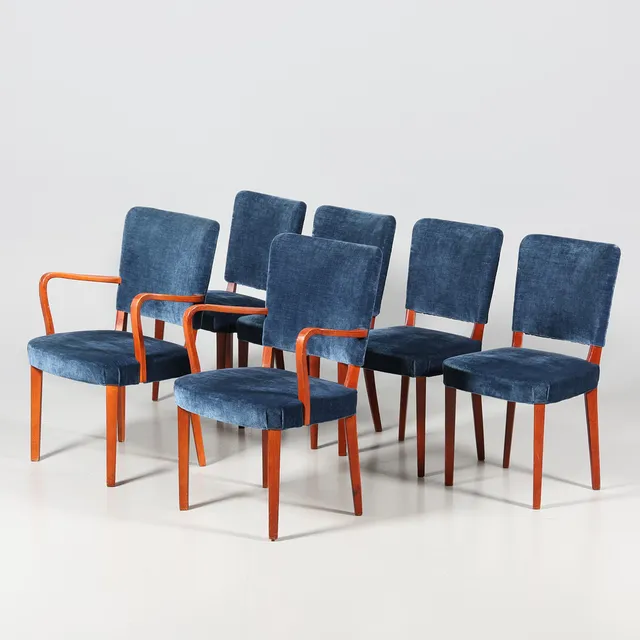 KARMSTOLAR samt STOLAR, 6 stycken, Swedish modern.