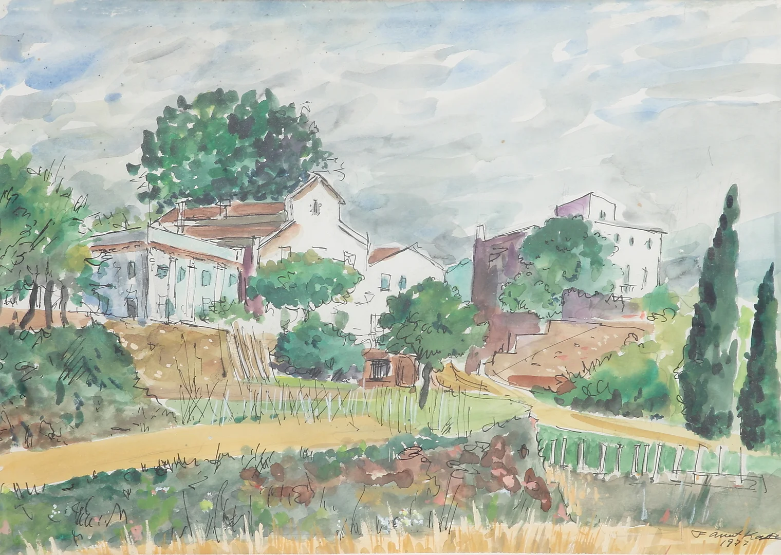 CATALAN SCHOOL, 20TH CENTURY. Rural view. — Drawings — Balclis