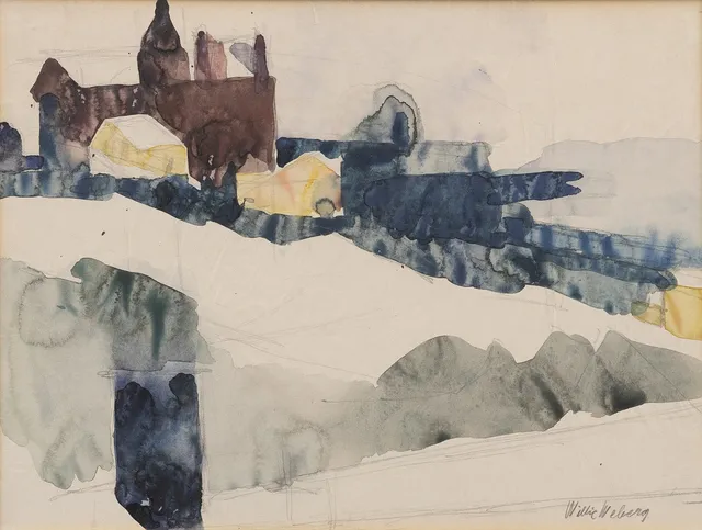 WILLIE WEBERG. Stadsmiljö, akvarell, signerad.