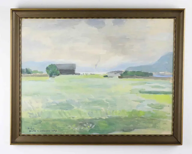 BERTIL DAMM (1887-1942). Akvarell, motiv från Karsjö, Järvsö, signerad och daterad 1936.