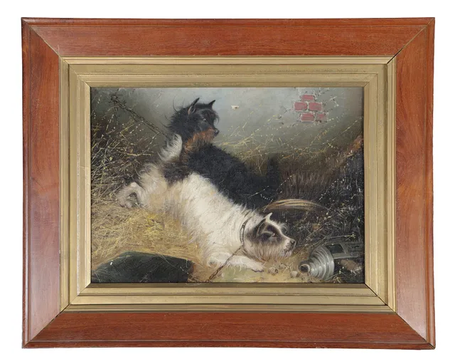 GEORGE ARMFIELD (BRITISH, 1808-1893) TERRIERS RATTING.