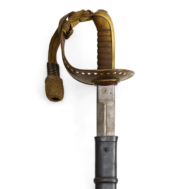 SABEL, svensk, m/1893, för manskap vid kavalleriet, E. Svalling, Eskilstuna, svärtad stålbalja, hanrem.