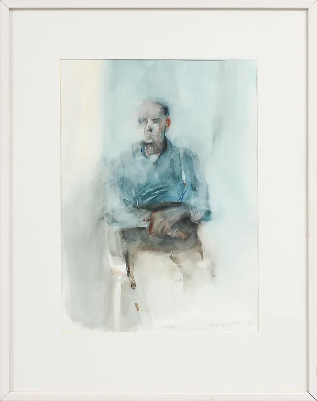 SVEN INGVAR JOHANSSON. "Väntan", akvarell, signerad.