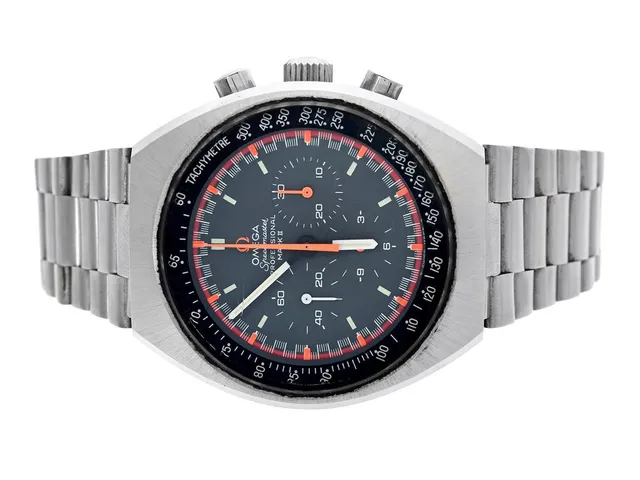 OMEGA, Speedmaster Professional, Mark II (T Swiss Made T), "Tachymetre", s.k. "Racing Dial", Cal 861, Serie nr. 32195149, Ref nr. ST 145.014, Boett nr. 145.014, kronograf, herrur, 41,5 mm, stål, manuell, mineralglas, originallänk, viklås, Ref nr. 1162/173, ca 1971.