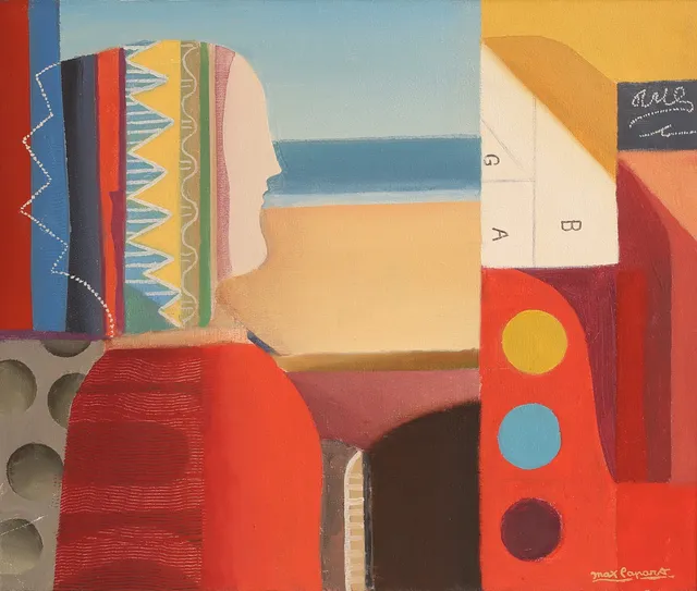 MAX PAPART. Olja på duk, "Sea Shore-Lady", signerad.