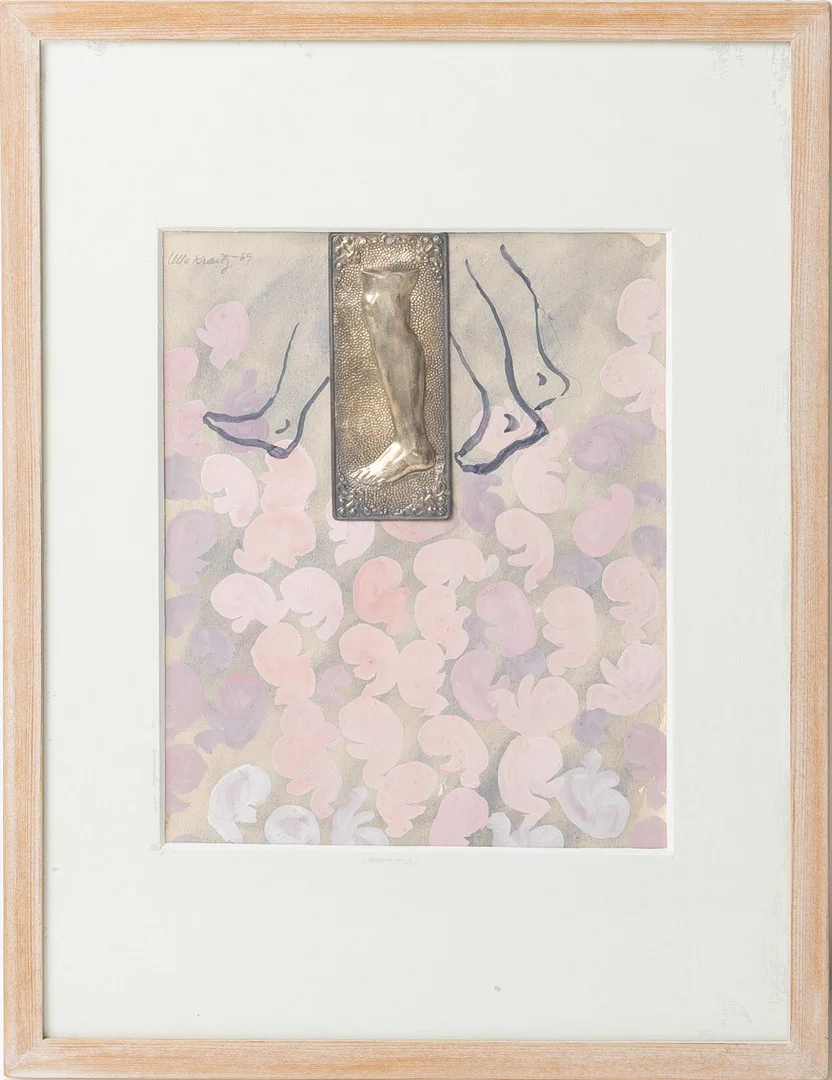 ULLA KRAITZ. Collage/blandteknik, signerad samt daterad -69. — Paintings — Stockholms Auktionsverk Helsingborg