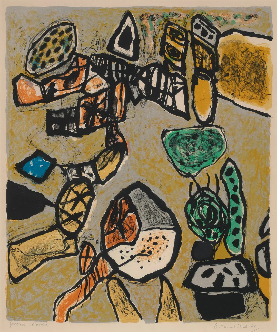 Corneille, Guillaume — "Été incendiaire/ Brennende sommer" 1963 — Kunst/Grafikk — Blomqvist