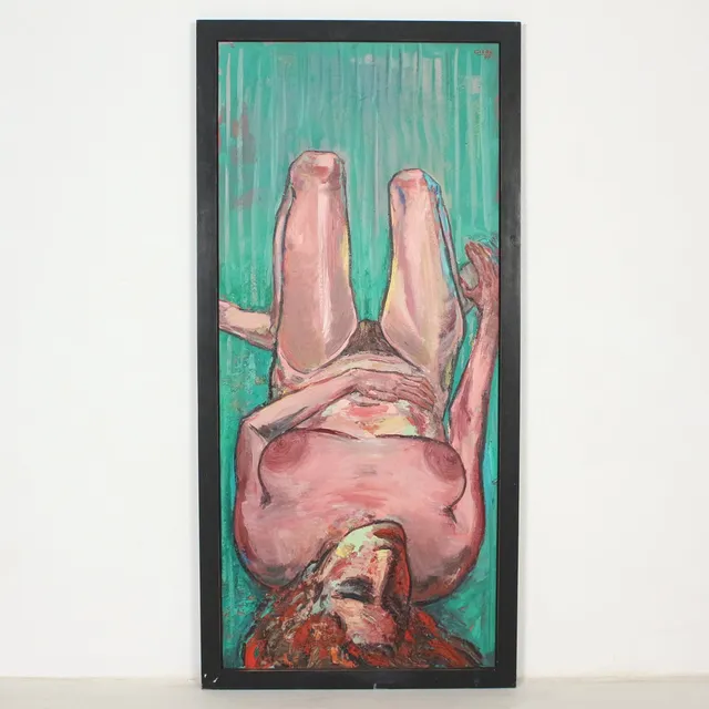 HUBERTUS GIEBE (bk). 'Weiblicher Akt', 1997, Öl auf Platte, signiert.