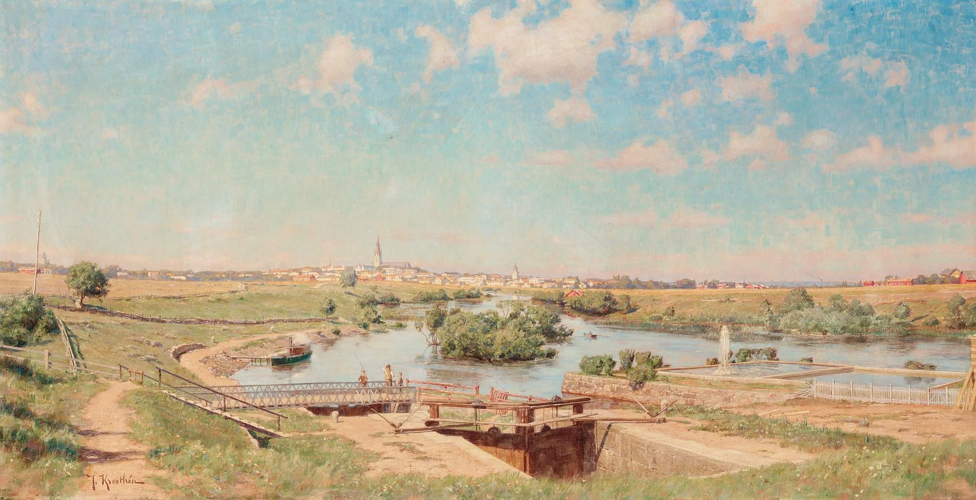 Johan Krouthén, "Totalvy över Linköping från Tannefors 1884". — Bukowskis