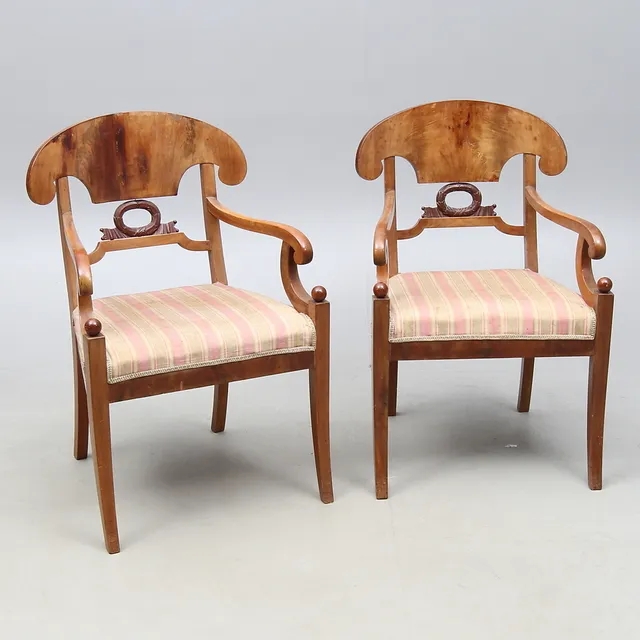 KARMSTOLAR, 1 par, Karl-Johanstil, 1900-tal.