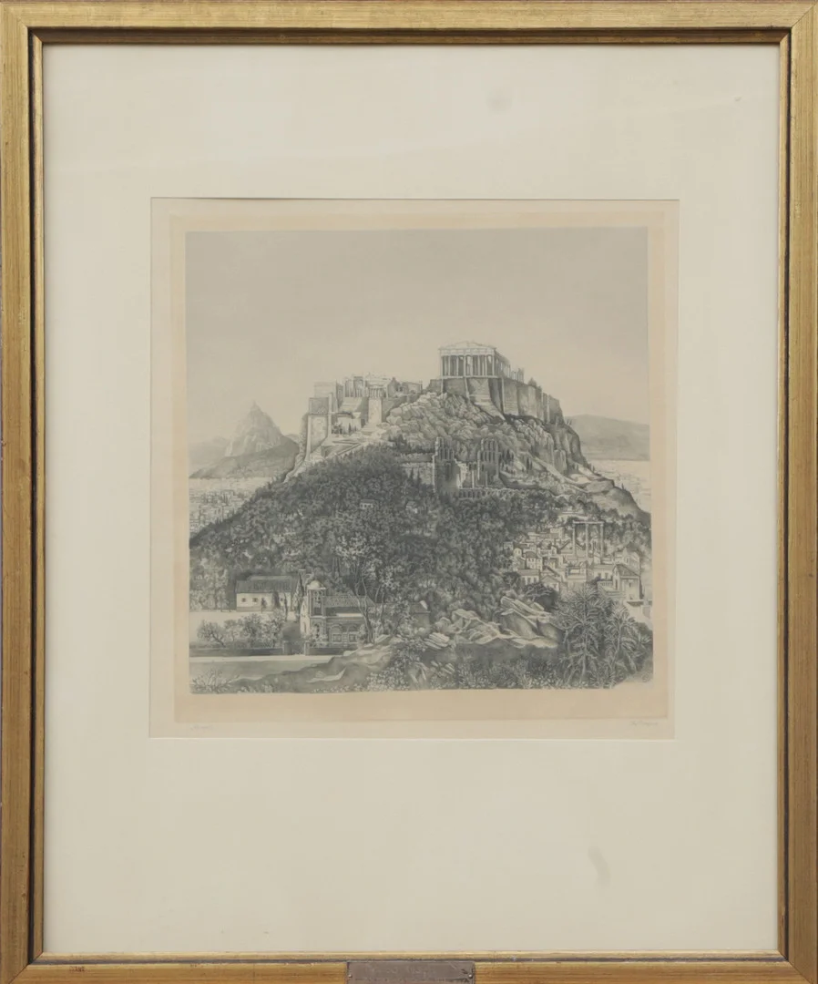 STIG BORGLIND. GRAFISKT BLAD, "Akropolis" signerat. — Engravings & Prints — Kalmar Auktionsverk