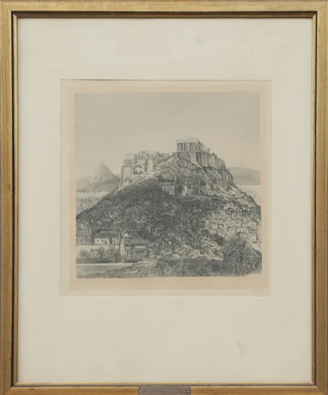 STIG BORGLIND. GRAFISKT BLAD, "Akropolis" signerat.