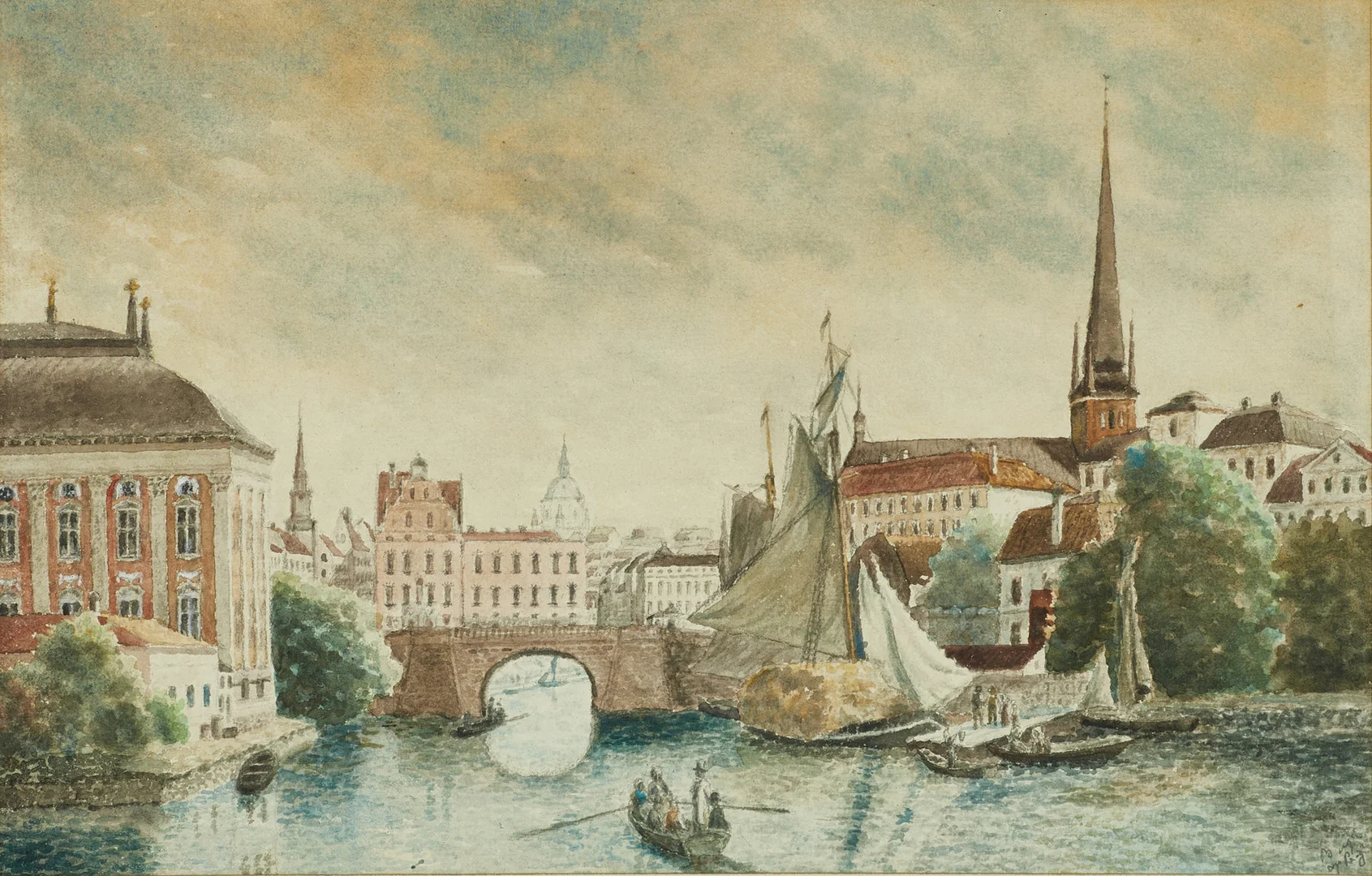 OIDENTIFERAD KONSTNÄR. Stockholmsvy, otydligt signerad, akvarell. — Paintings — Crafoord Auktioner Stockholm