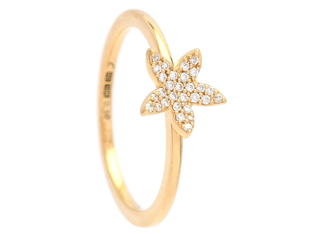 ENGELBERT, ring, 18K guld, briljantslipade diamanter 0,10 ctv, stl 16,75 mm, vikt 2,2 g. — Smycken/Ring — Kaplans
