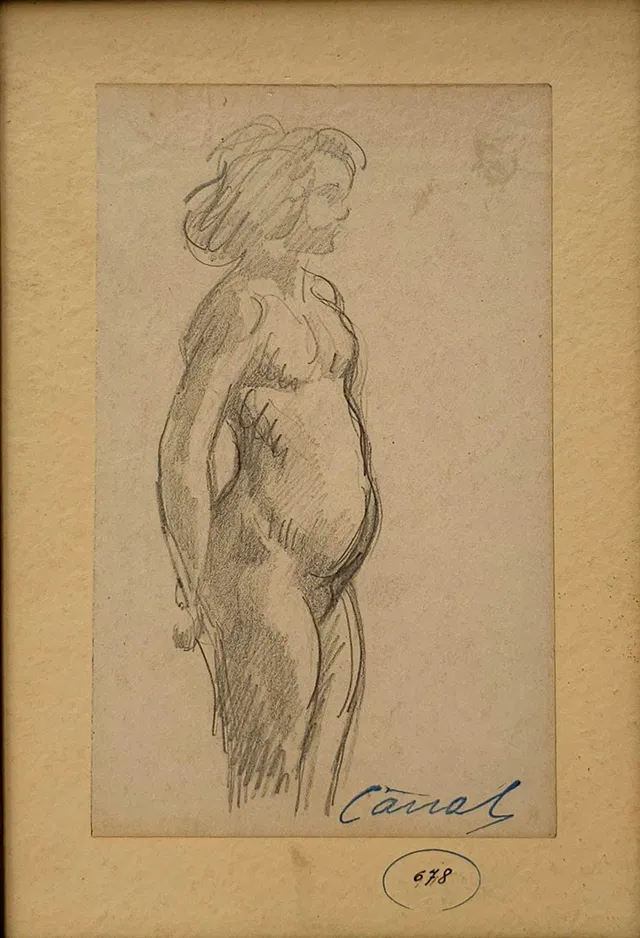 RICARD CANALS. DIBUJO A LAPIZ SOBRE PAPEL "DESNUDO FEMENINO" CON LA FIRMA ESTAMPILLADA CANALS.