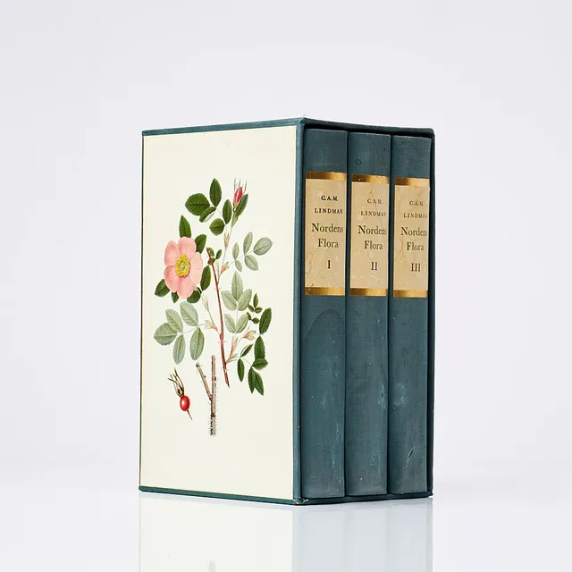C.A.M. LINDMAN. "Nordens Flora", 3 delar, Wahlström & Widstrand, Stockholm, 1964, blåa band.