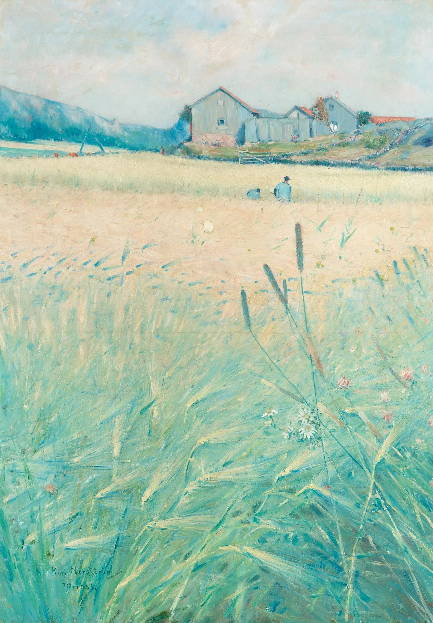 Karl Nordström, "Vid skördetid, Bohuslänsk bygd". — Bukowskis