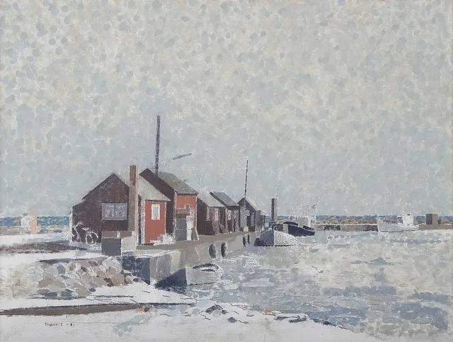 SIGFRID SÖDERGREN. Hamnmotiv, möjligen Öland, olja på duk, signerad.
