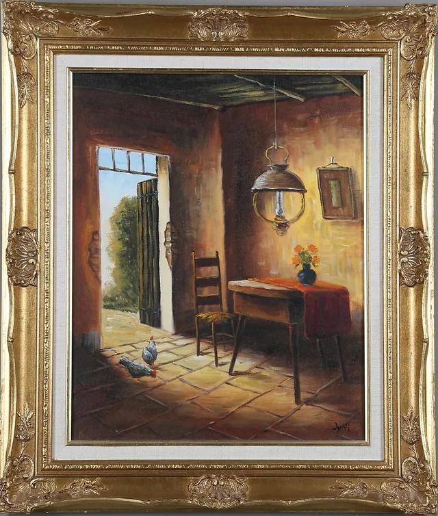 OKÄND KONSTNÄR. olja på duk, signerad H.v Deest.