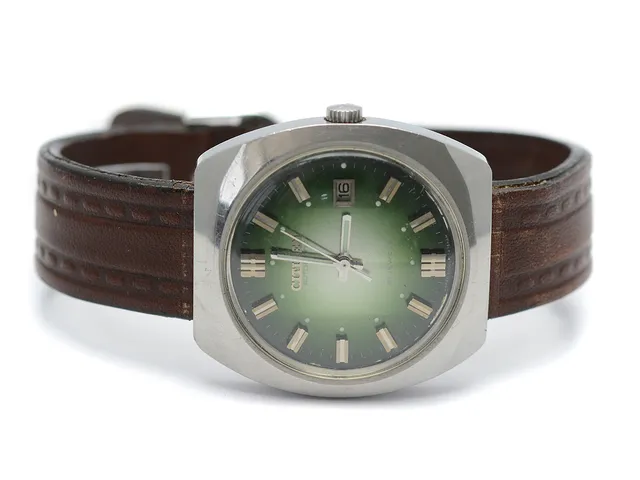 Herrur, Seiko manuell, stål, datum, plastglas, läderarmband, nr 41177955