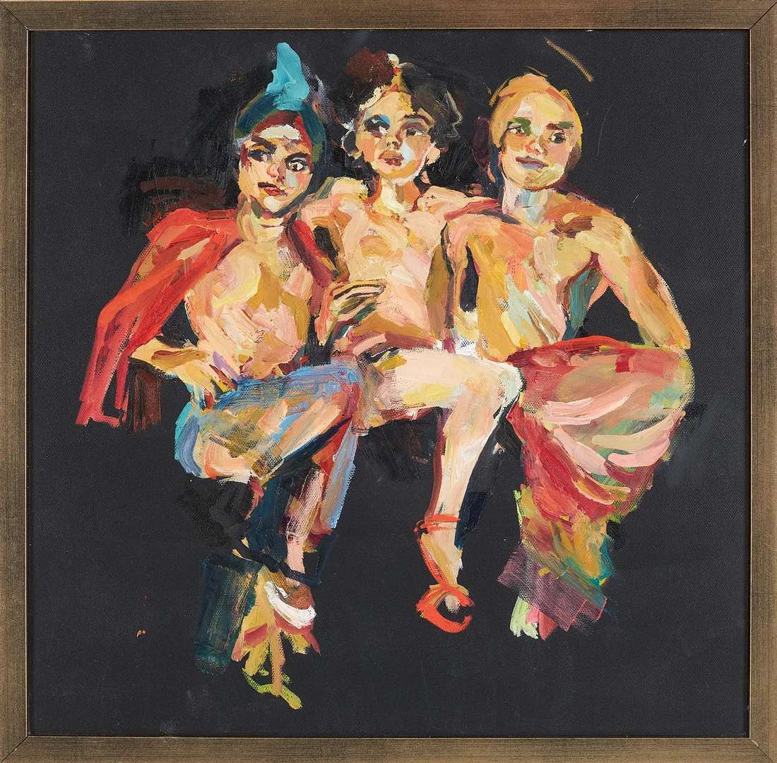 ELIN KÄLLMAN. Tre kvinnor, olja på duk, a tergo signerad och daterad 2023. — Paintings — Stockholms Auktionsverk Sickla