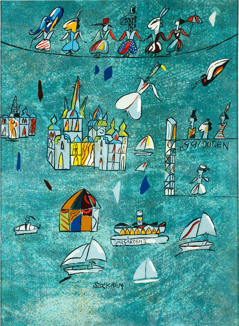 MADELEINE PYK. Stockholmsmotiv, signerad, numrerad 21/350, färglitografi. — Engravings & Prints — Crafoord Auktioner Stockholm