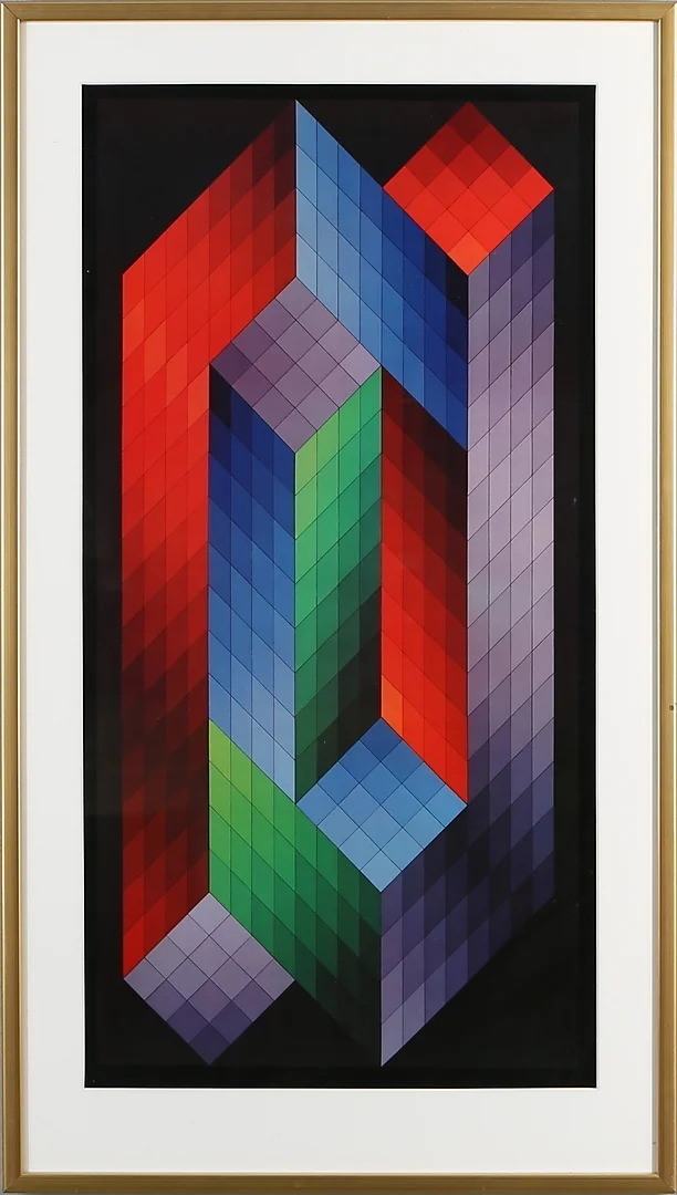 VICTOR VASARELY. Optisk komposition, tryck, osignerad. — Engravings & Prints — Auktionshuset Kolonn