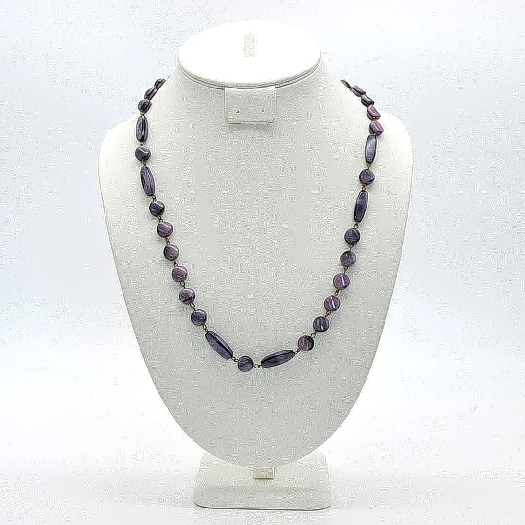 MURANO GLAS COLLIER, VIOLETT-SCHWARZ, CA. 60CM, VINTAGE. — Necklace — Kunst- und Auktionshaus Kleinhenz