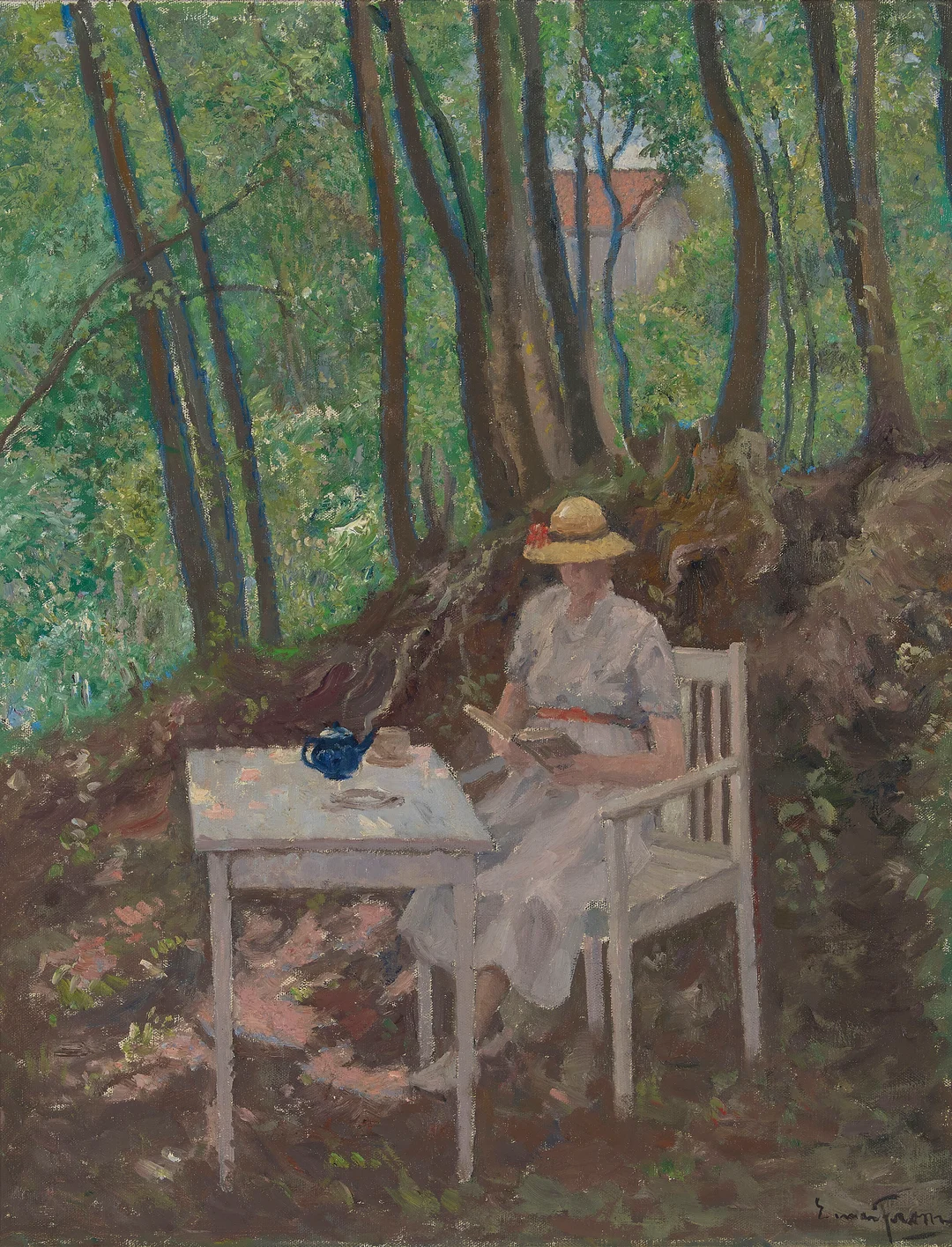 From, Einar — Fra hagen i Sylling — Kunst/Maleri — Blomqvist