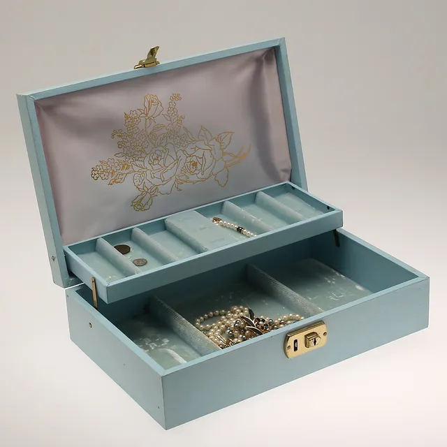 SMYCKETSKRIN med bijouterier bland annat pärlhalsband och broscher.