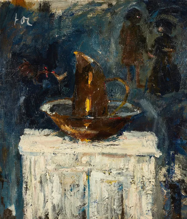 HANS OSVALD LARSSON (1915-1973). "Kopparkärl", monogramsignerad HOL, olja på pannå.