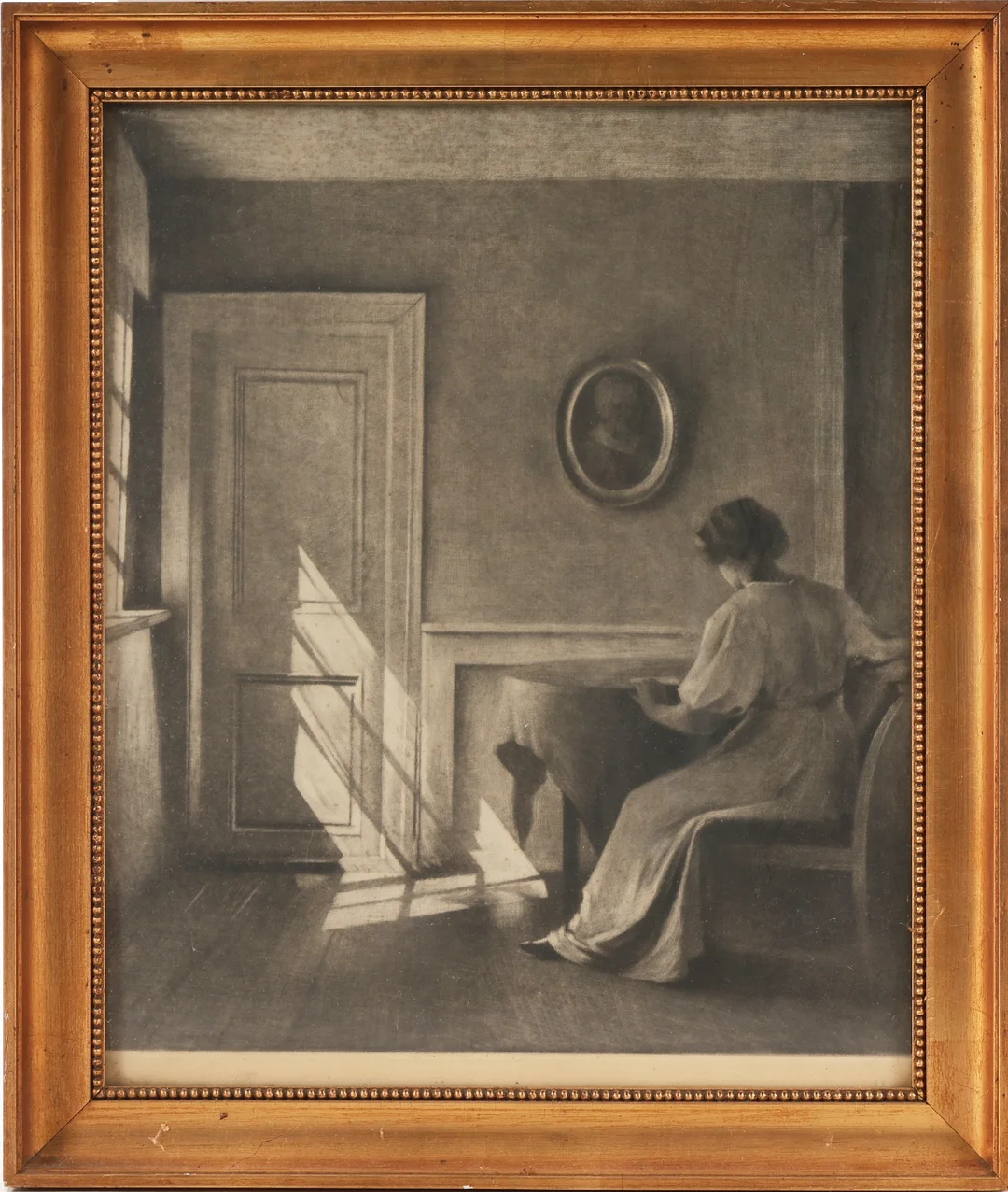 Peter Ilsted. Interior with woman facing back — Paintings and sculptures/Prints and photography — Lauritz
