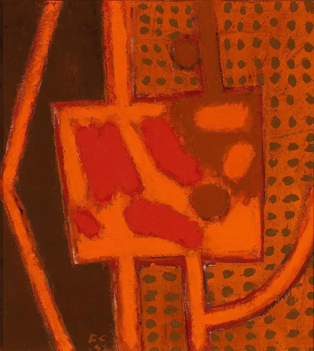 “Jern”, 1962. Signed FC 62; signed on the reverse with title and date. Oil on canvas. 47×42 cm.