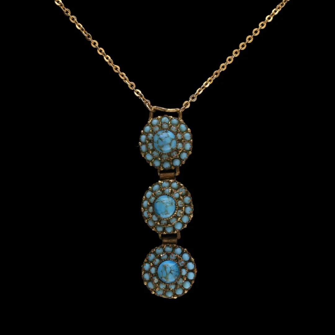 Pendant with three turquoises rosettes. — Brooches & Pendants — Balclis