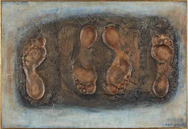 JAN NALIWAJKO. Fotavtryck, signerad och daterad 69, mixed media.
