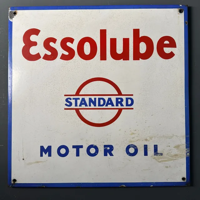 ESSOLUBE - Standard Motor Oil, emaljskylt, 1930-tal.