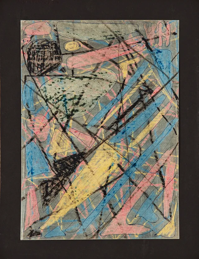 FRANCOIS PIERRE PORTIN (1935-2021). Komposition, blandteknik, uppfordrad på svart papper.