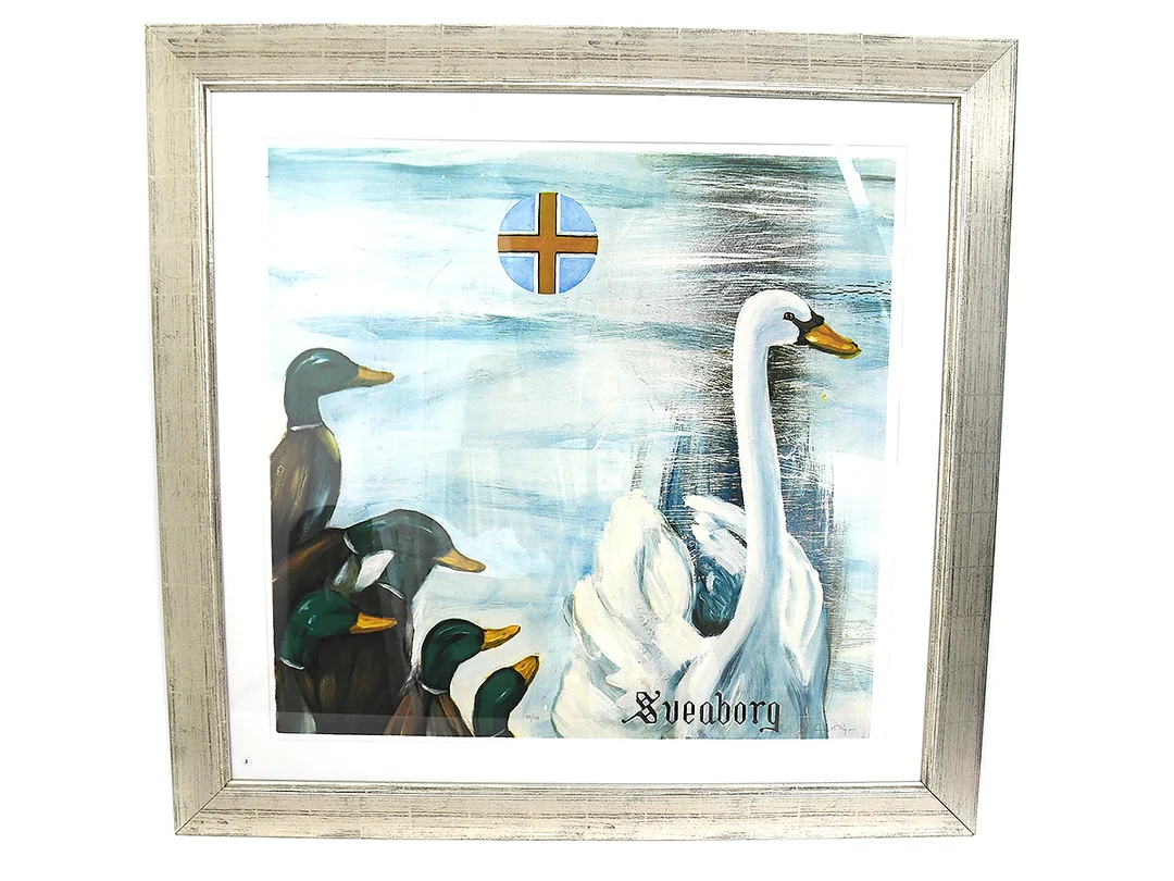 Färglitografi Ernst Billgren "Sveaborg" nr 33/170 bladmått: 75 X 78,5 cm signerad och numrerad i silverfärgad ram — Konst/Övrigt — Kaplans