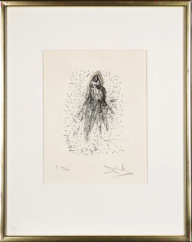 SALVADOR DALÍ. Etsning, Zodiac serien II: Virgo, Signerad och numrerad: E 143/250.