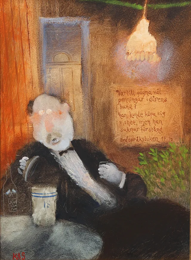KJELL SUNDBERG. Olja på pannå, signerad.