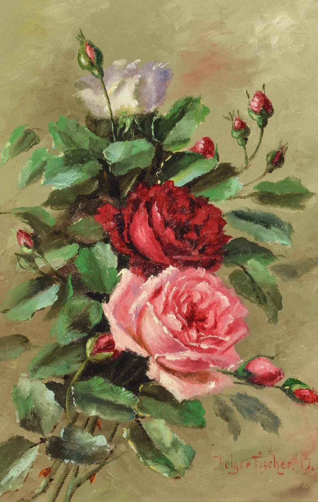 Holger Fischer. Rosenbuket — Paintings and sculptures/Other pictorial art and sculptures — Lauritz
