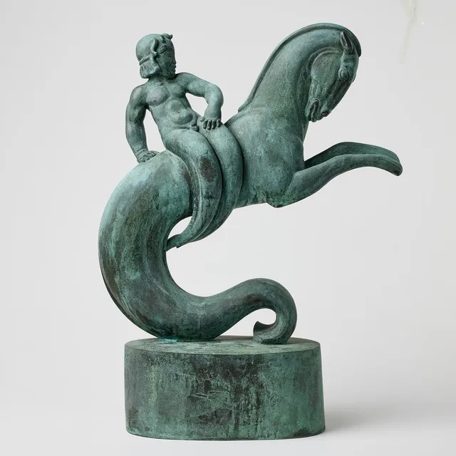 JOHN LUNDQVIST (1882-1972). Sjöhäst med triton.