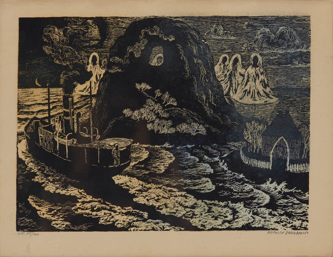 Johnson, Kaare Espolin — "Helgeland" 1953 — Kunst/Grafikk — Blomqvist