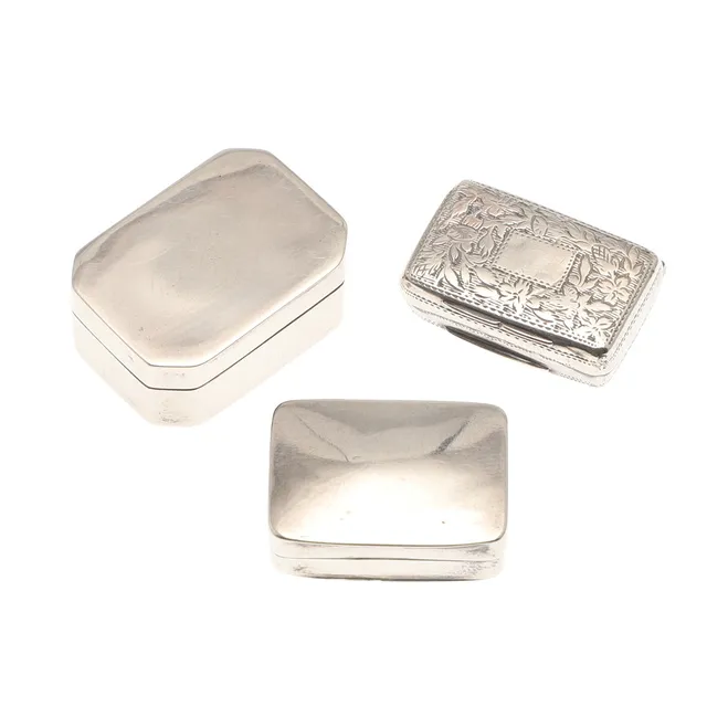 THREE 19TH CENTURY SILVER VINAIGRETTES.
