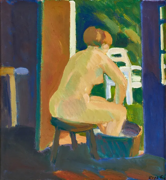 ERIC ELFVÉN (1921–2008). Akt, signerad, olja på duk ställd p pannå.
