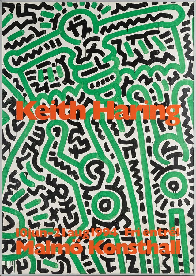 KEITH HARING. EFTER. Affisch, Malmö konsthall, "For Maria", Maria Bonnier-Dahlins Stiftelse, 1994.