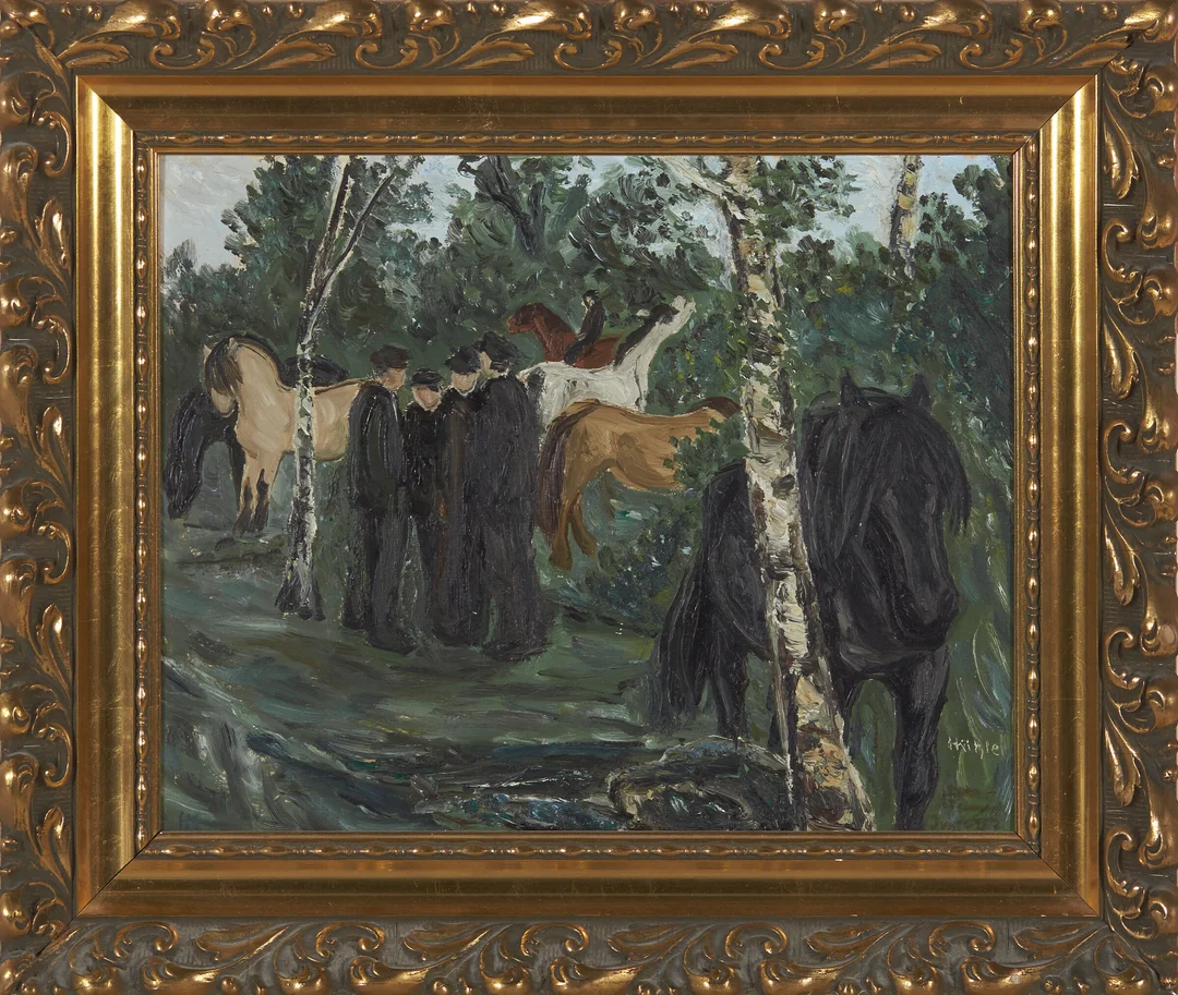 Kihle, Harald — "Hestemarken på Dalen" 20. juni 1947 — Kunst/Maleri — Blomqvist