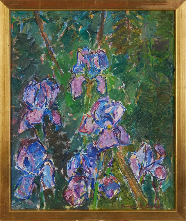 SIMONE DE DARDEL (1913-1996). Blomster, blommor, olja på duk, signerad.